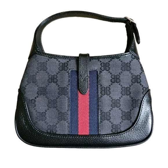 Balenciaga x Gucci The Hacker Project Mini Jackie 1961 Hobo BB Canvas Black IT - Picture 3 of 13